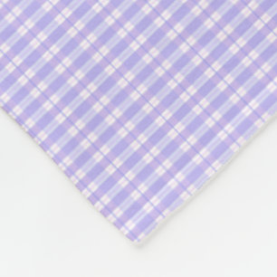 Lavender and White Plaid Pastel Fleece Blanket