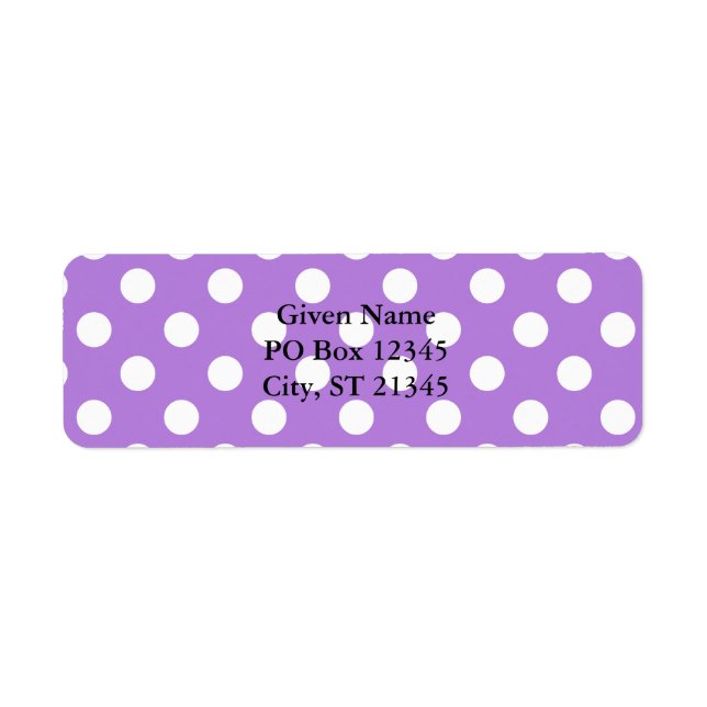 Lavender and White Polka Dots Label (Front)