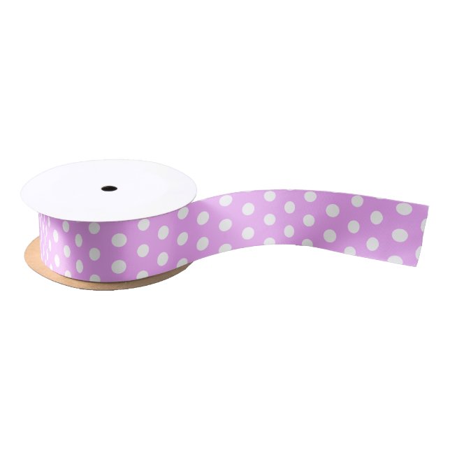 Lavender and White Polka Dots Satin Ribbon (Spool)