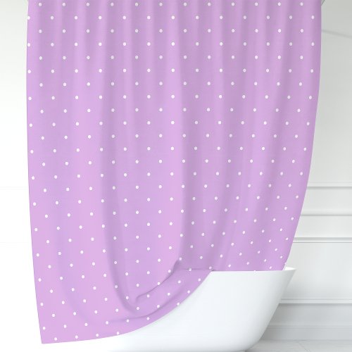 Lavender And White Polka Dots Shower Curtain