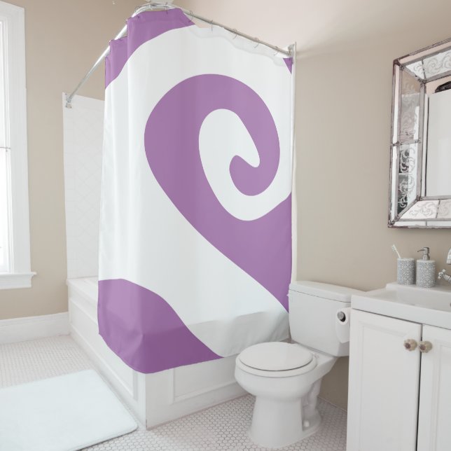 Lavender and White Swirl Wave Shower Curtain (In Situ)