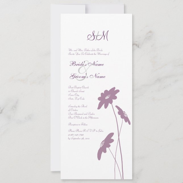 Lavender and White Wildflowers Wedding Invitation (Front)