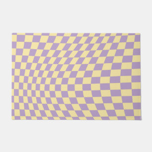 Lavender And Yellow Checkerboard Check Pattern Doormat