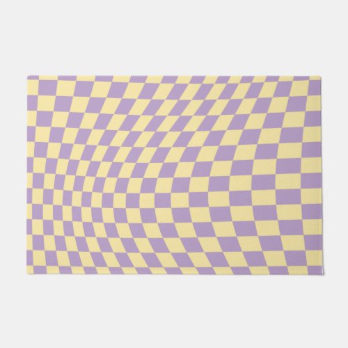Lavender And Yellow Checkerboard Check Pattern Doormat