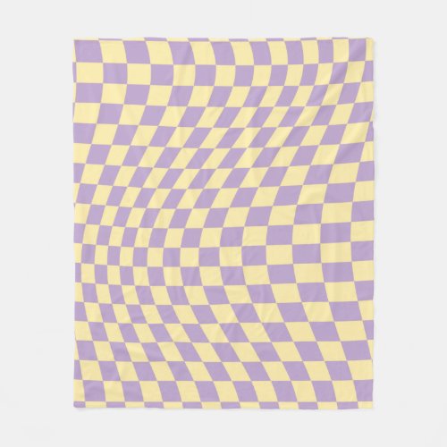 Lavender And Yellow Checkerboard Check Pattern Fleece Blanket