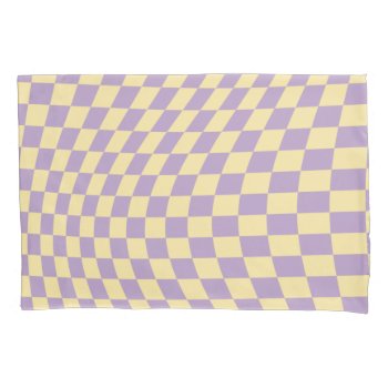 Lavender And Yellow Checkerboard Check Pattern Pillow Case by dailyreginadesigns at Zazzle