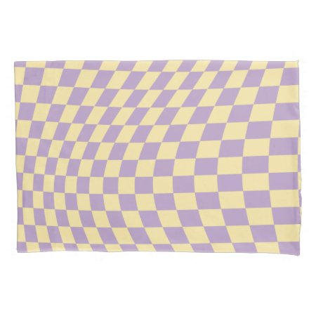 Lavender And Yellow Checkerboard Check Pattern Pillow Case