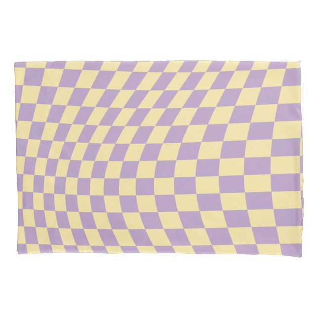 Lavender And Yellow Checkerboard Check Pattern Pillow Case (Front)
