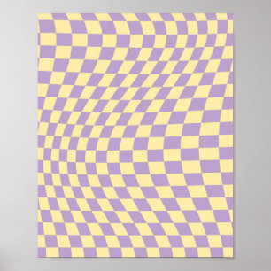 Lavender And Yellow Checkerboard Check Pattern Poster