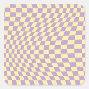 Lavender And Yellow Checkerboard Check Pattern Square Sticker
