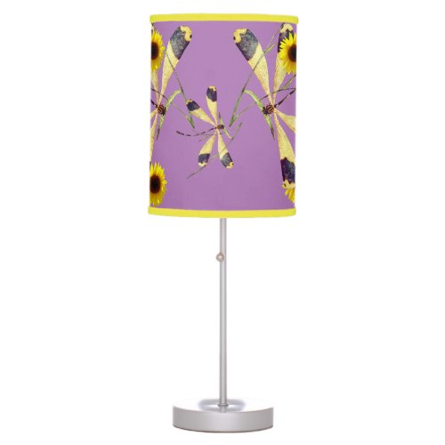 Lavender and Yellow Dragonfly Sunflower lamp