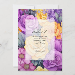 Lavender and Yellow Floral Spring Wedding Invitation
