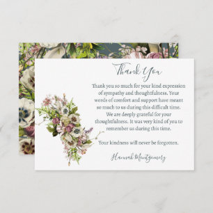 Lavender Anemone Funeral Photo Thank You Card