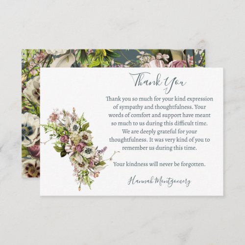 Lavender Anemone Funeral Photo Thank You Card  