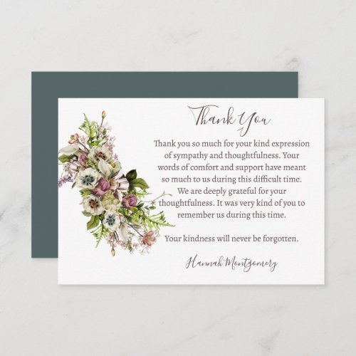 Lavender Anemone Funeral Photo Thank You Card  