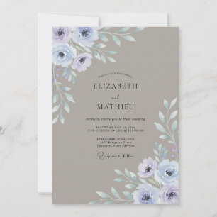 Lavender Anemone Taupe Wedding Invitation