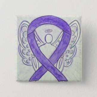 Lavender Angel Awareness Ribbon Pin Buttons