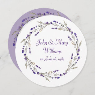 Lavender Anniversary Wreath On White  Invitation