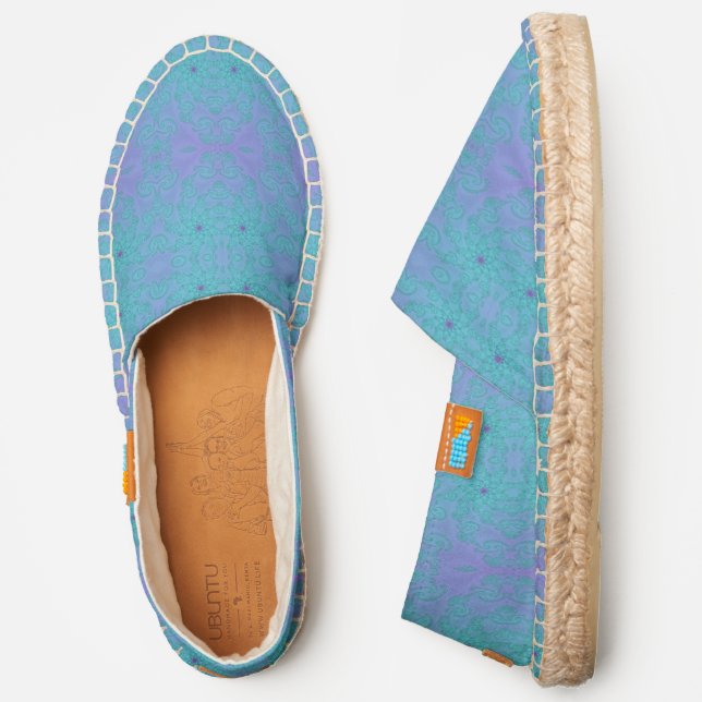 Lavender Aqua Fancy Fractal Filigree Pattern Espadrilles (Side)