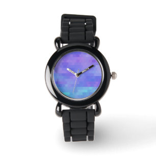 Lavender aqua & purple abstract triangle mosaic watch