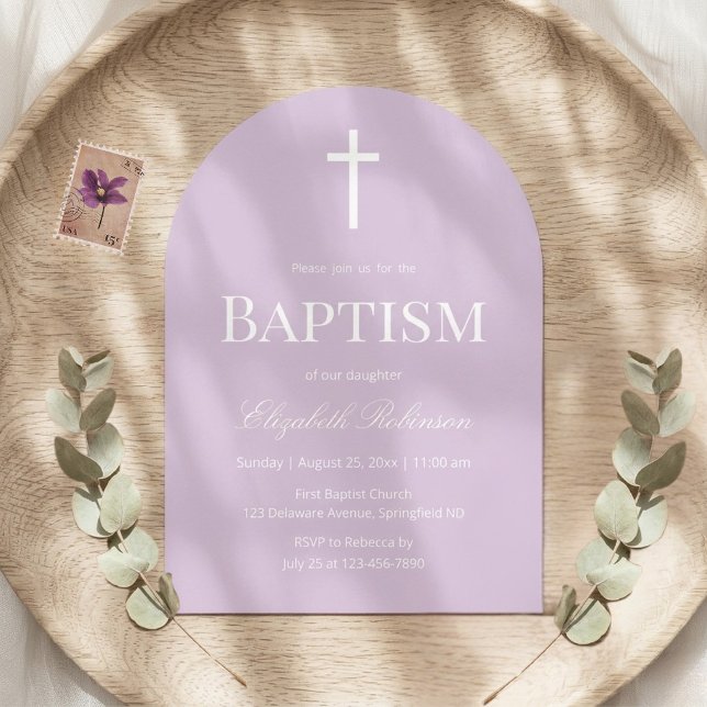 Lavender Arch Modern Baptism Christening Invitation (Creator Uploaded)