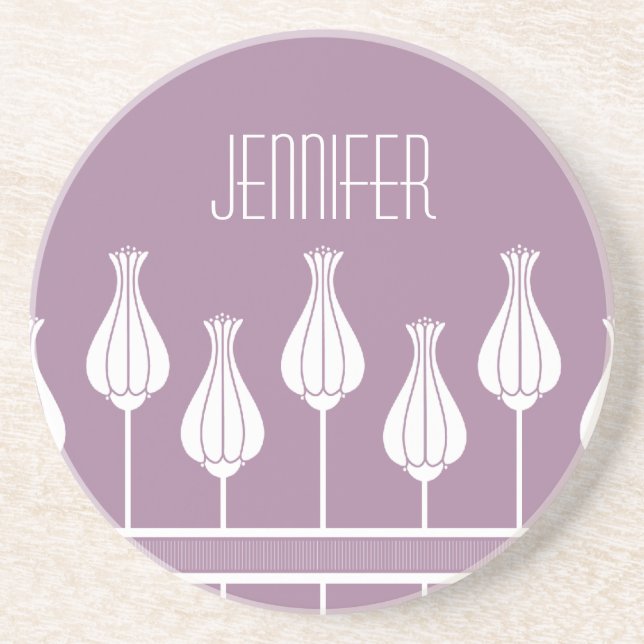 Lavender Art Deco Floral Coaster (Front)