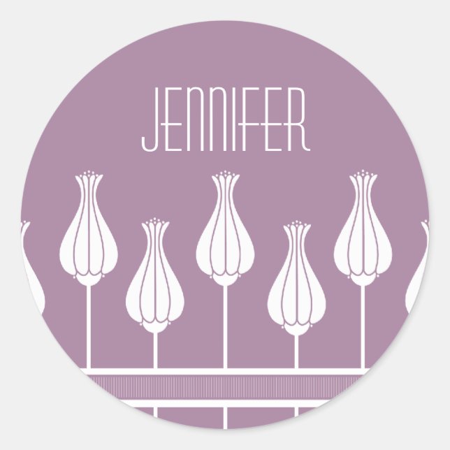 Lavender Art Deco Floral Stickers (Front)