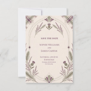 Lavender Art Deco Thistle Wedding Save The Date