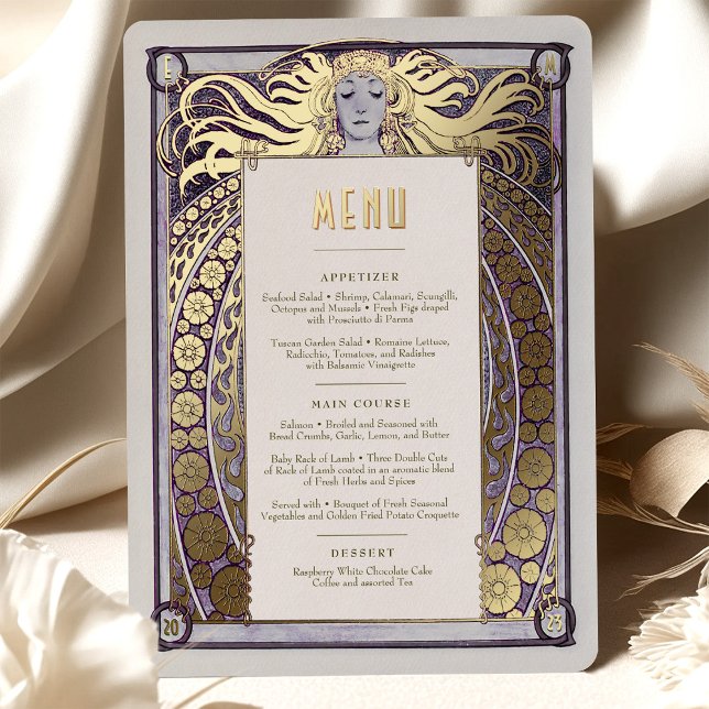 Lavender Art Nouveau Menu Card Mucha Vintage Deco (Creator Uploaded)
