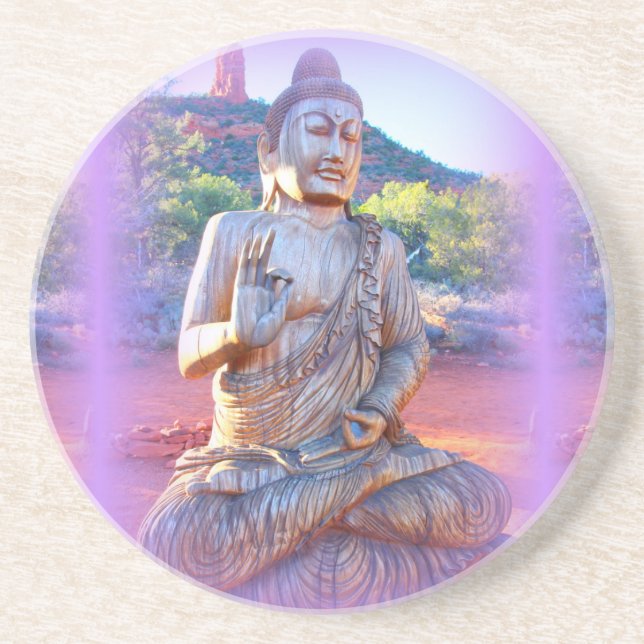 lavender aura buddha drink coaster (Front)