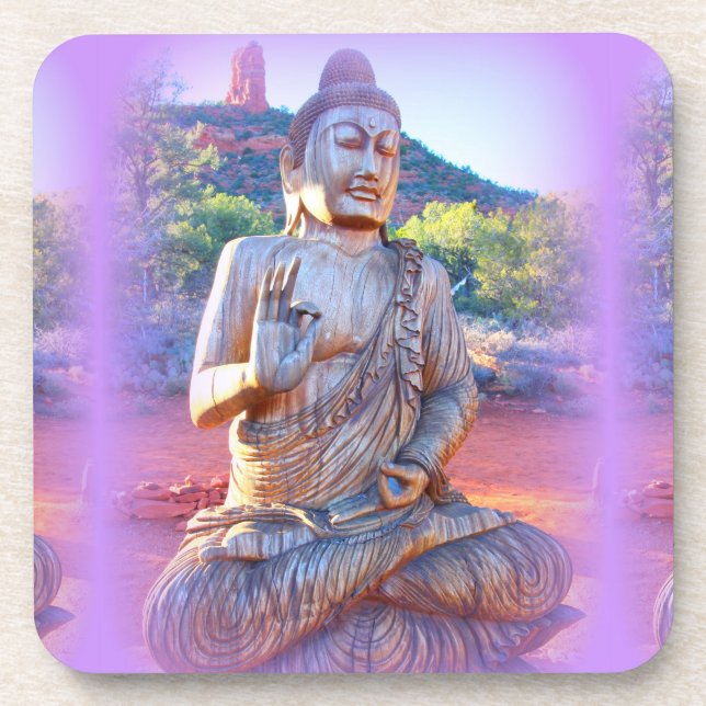 lavender aura buddha drink coaster (Front)