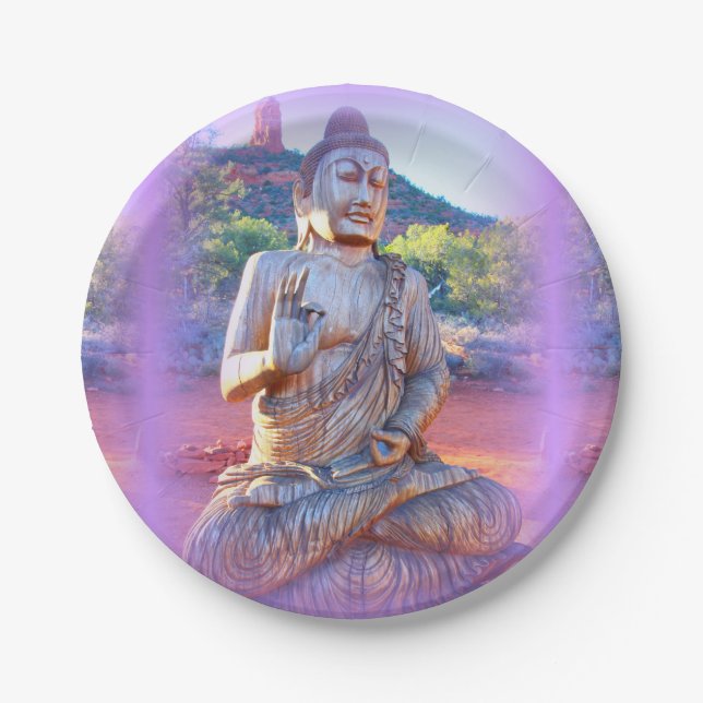 lavender aura buddha paper plates (Front)