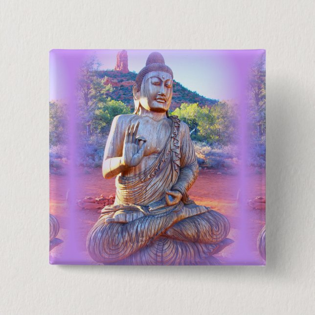 lavender aura buddha pinback button (Front)