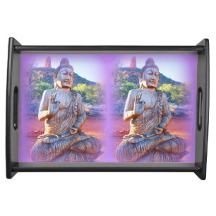 lavender aura buddhas serving tray