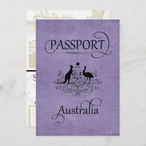 Lavender Australia Passport Save the Date Card