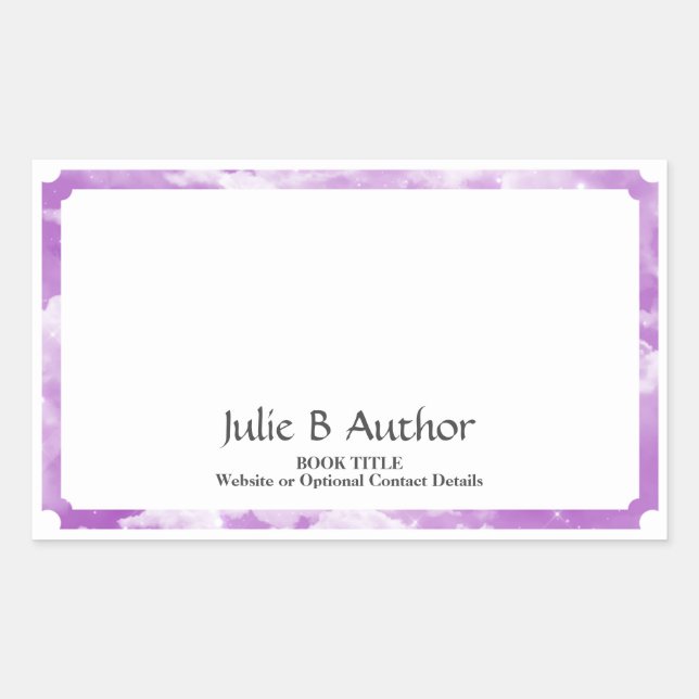 Lavender Author Book Plate with Customizable Text (Front)