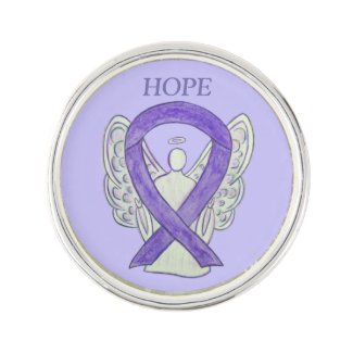 Lavender Awareness Ribbon Angel Custom Lapel Pins