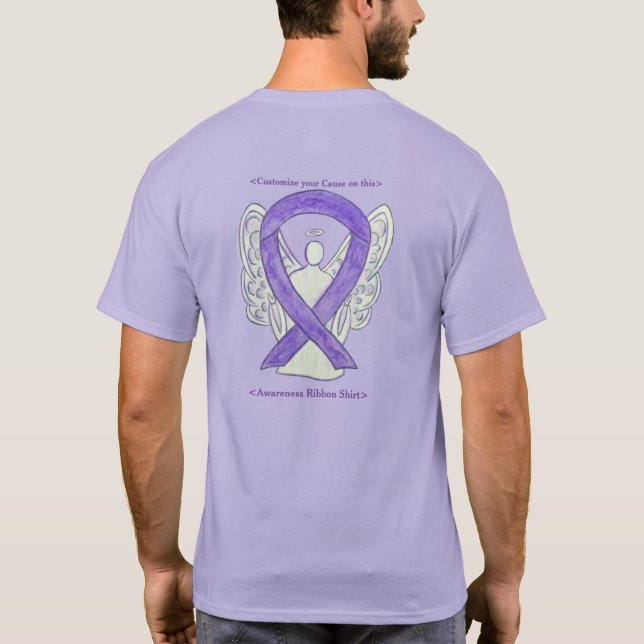 Lavender Awareness Ribbon Angel Custom Shirts (Back)