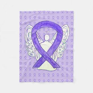 Lavender Awareness Ribbon Angel Soft Blankets