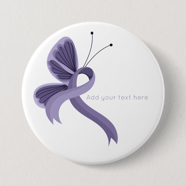 Lavender Awareness Ribbon Butterfly  Button (Front)