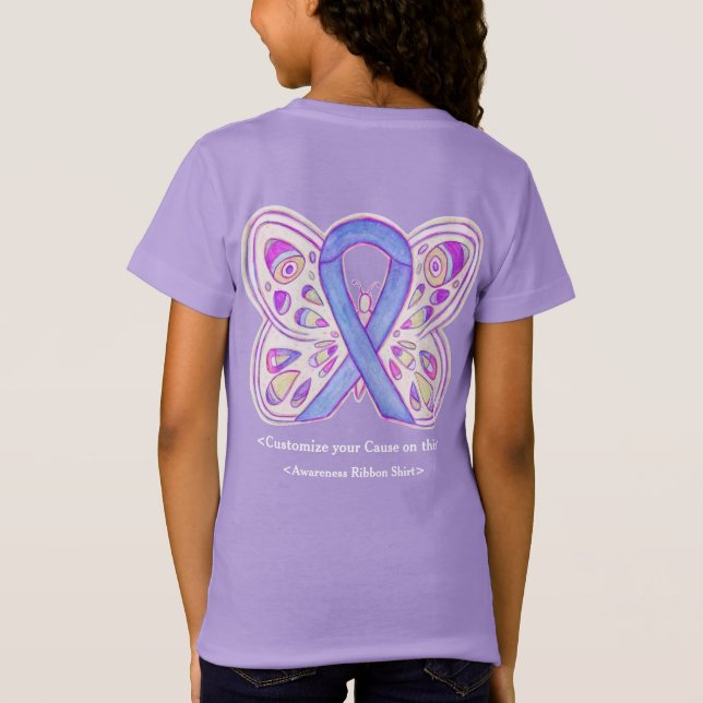 Lavender Awareness Ribbon Butterfly Custom Shirt (Back)
