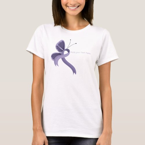 Lavender Awareness Ribbon Butterfly T_Shirt