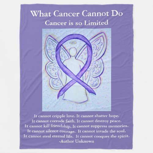 Lavender Awareness Ribbon Cancer Fleece Blanket