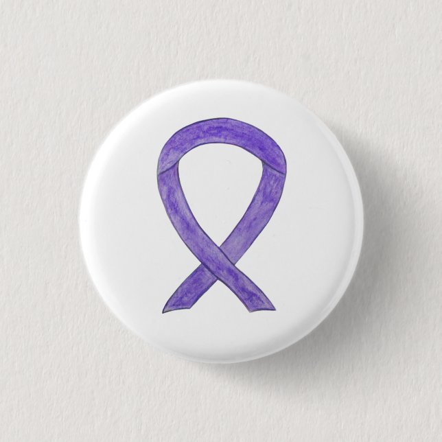 Lavender Awareness Ribbon Custom Art Pin Buttons (Front)