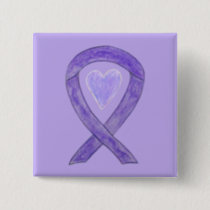 Lavender Awareness Ribbon Custom Art Pin Buttons