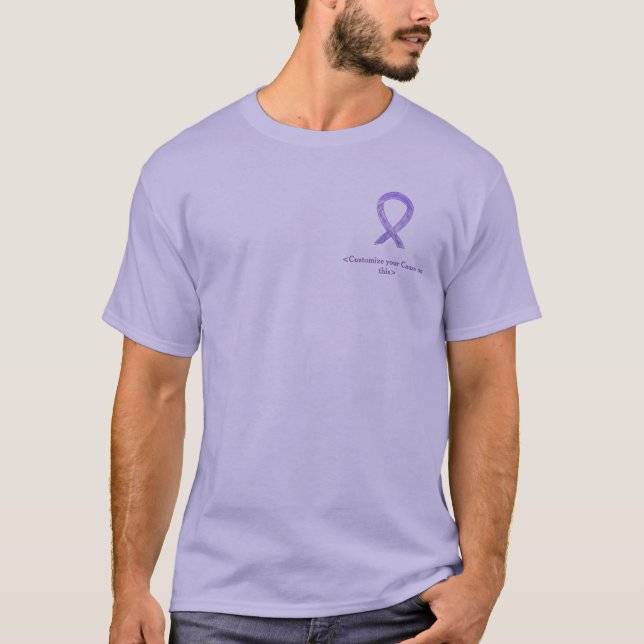 Lavender Awareness Ribbon Custom Cancer Art Shirts (Front)