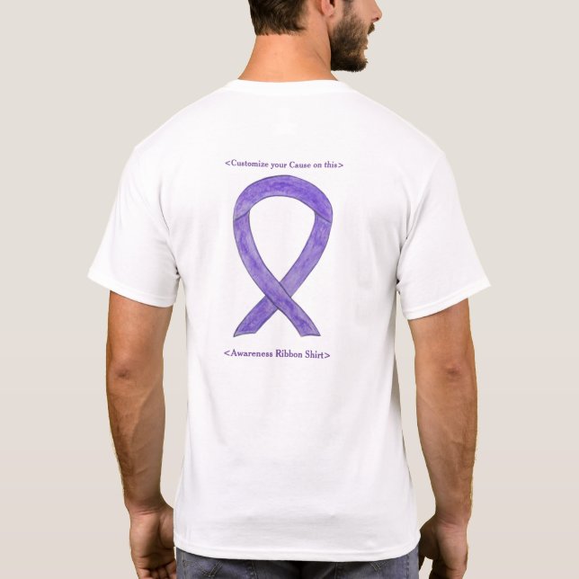 Lavender Awareness Ribbon Custom Cancer Art Shirts (Back)