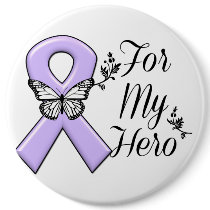 Lavender Awareness Ribbon For My Hero Pinback Button
