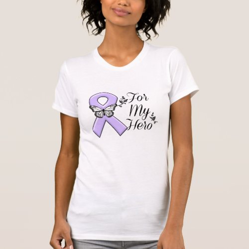 Lavender Awareness Ribbon For My Hero T_Shirt