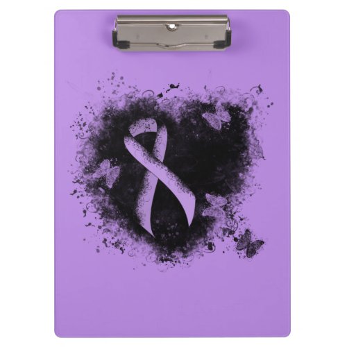 Lavender Awareness Ribbon Grunge Heart Clipboard